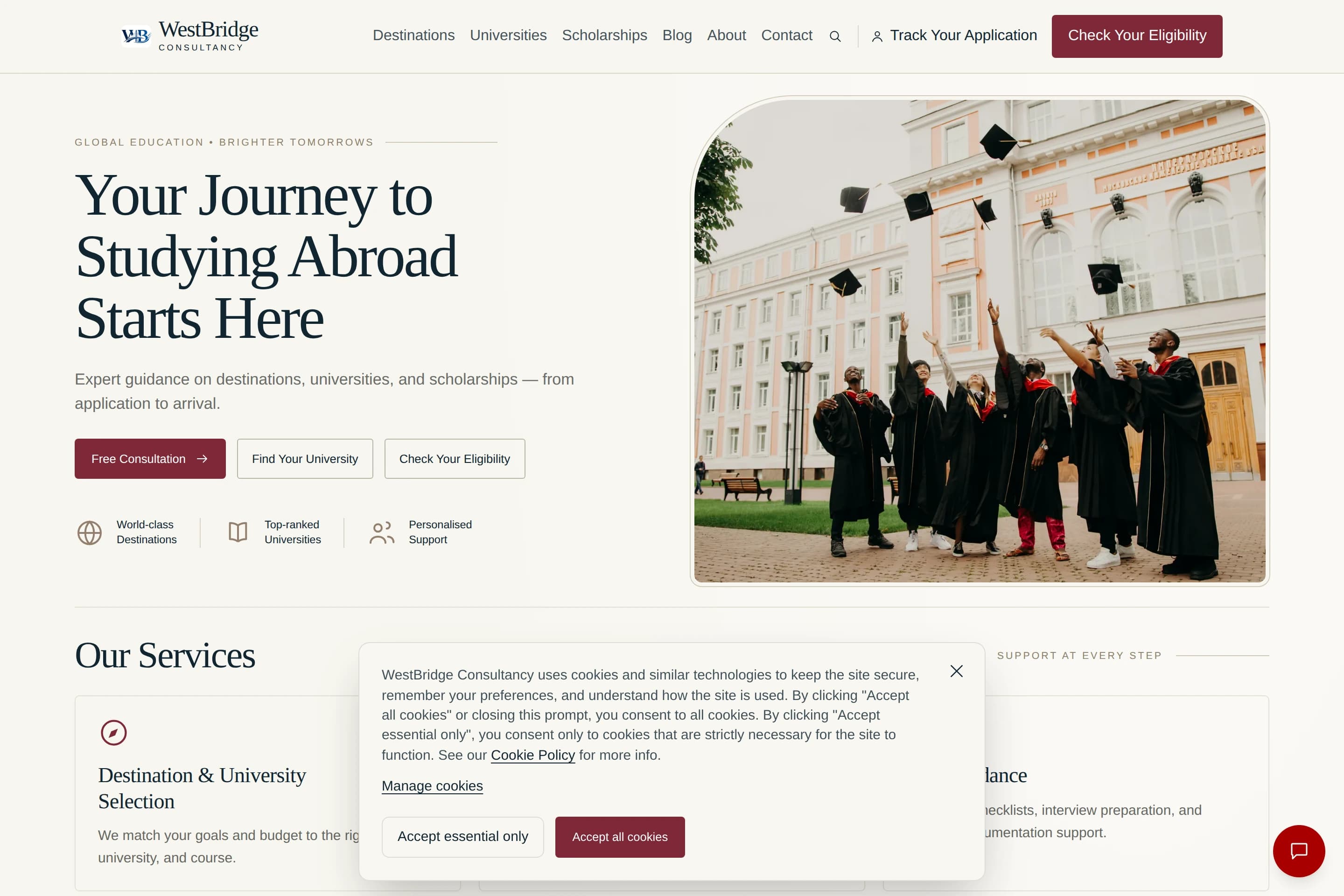 WestBridge Consultancy web application preview